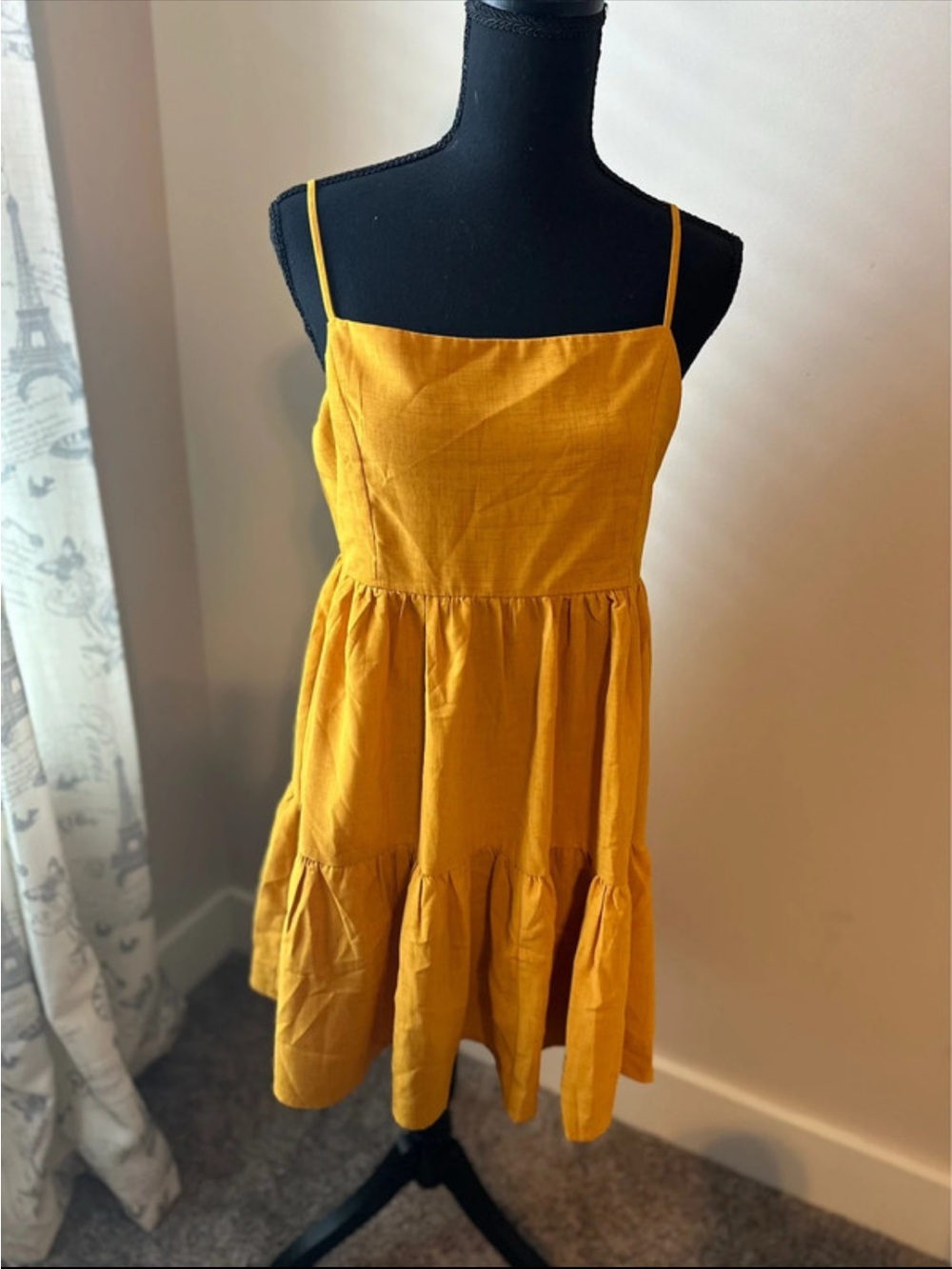 glam Mustard Yellow Spaghetti Strap Sundress